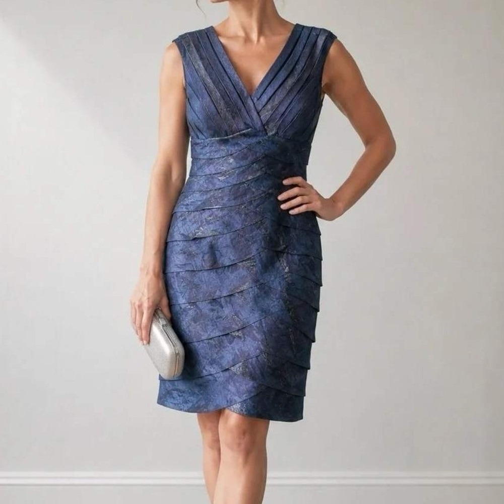 Powder Blue/Lilac Layered Dress by Adrianna Papell